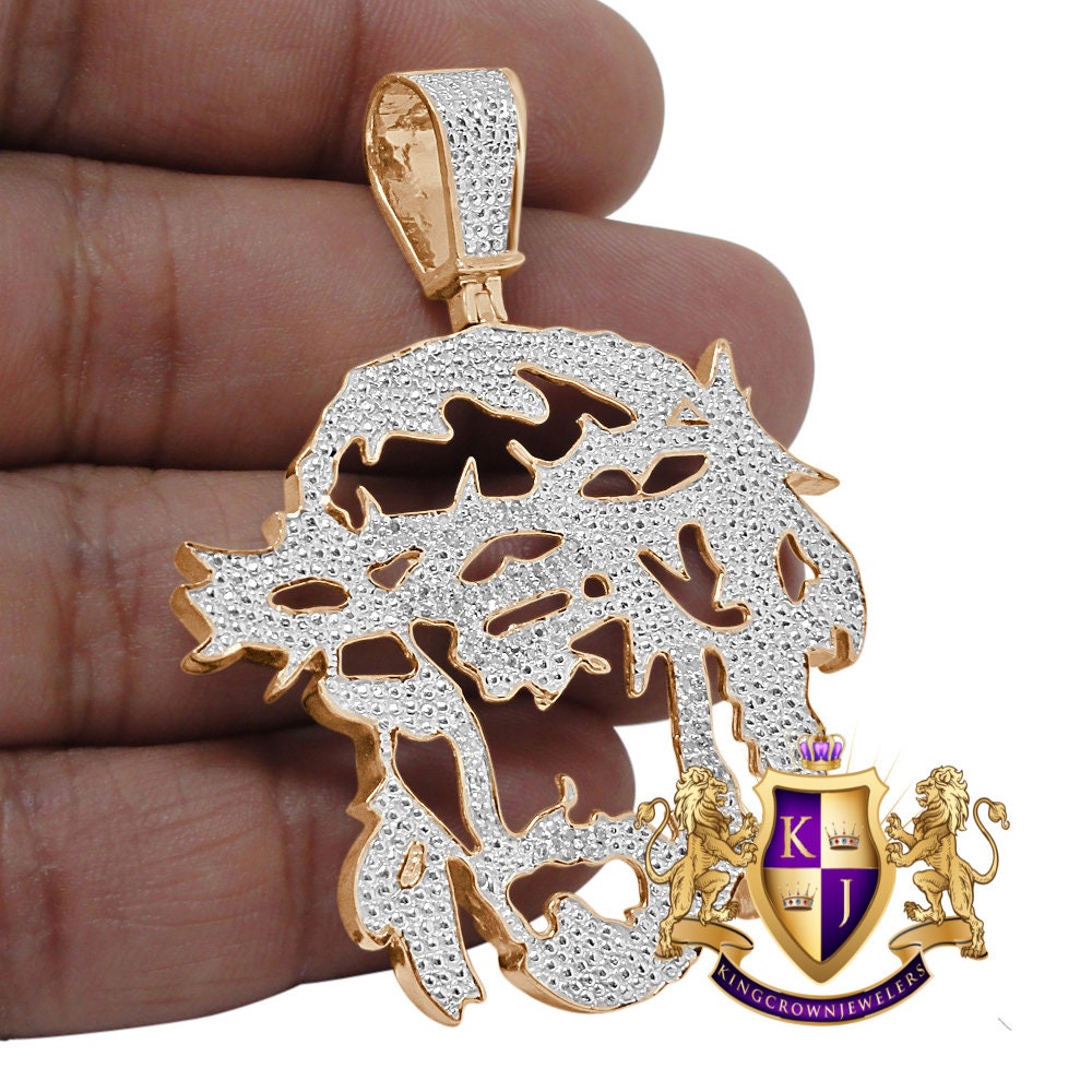 Real Genuine Authentic Diamond Jesus Piece Christ Face Pendent Charm 10K Rose Gold Finish 2.35''