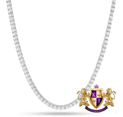High Quality 14K White Gold Finish Solitaire Simulated Diamond 1 Row Tennis Link Chain Necklace 3mm/30''