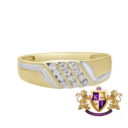 New Men's 0.13 ctw Genuine Real Natural Diamond 10k Yellow Gold Wedding Ring Band Size 10