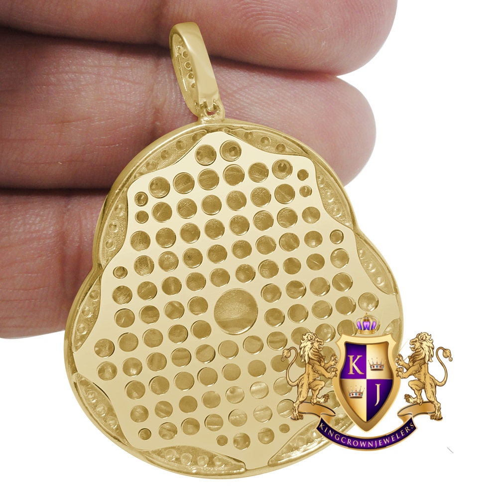 25 + Grams 14K Gold Over Real Genuine Sterling Silver 2.00 Cwt. Simulated Diamond Siddhartha Buddha Religious Pendent Charm Chain Set 2''
