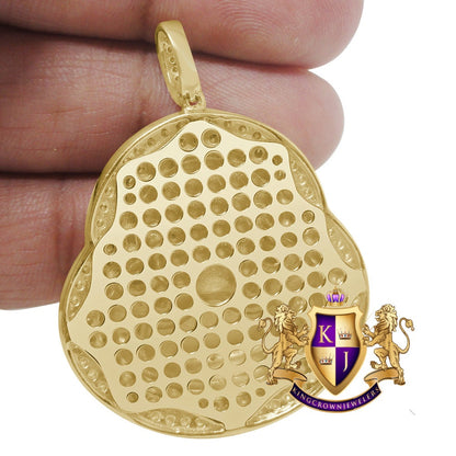 25 + Grams 14K Gold Over Real Genuine Sterling Silver 2.00 Cwt. Simulated Diamond Siddhartha Buddha Religious Pendent Charm Chain Set 2''
