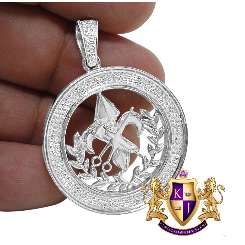 Real Diamond Louisiana Saints Barber Scissors Pendent Charm 10K White Gold Finish 1.75''