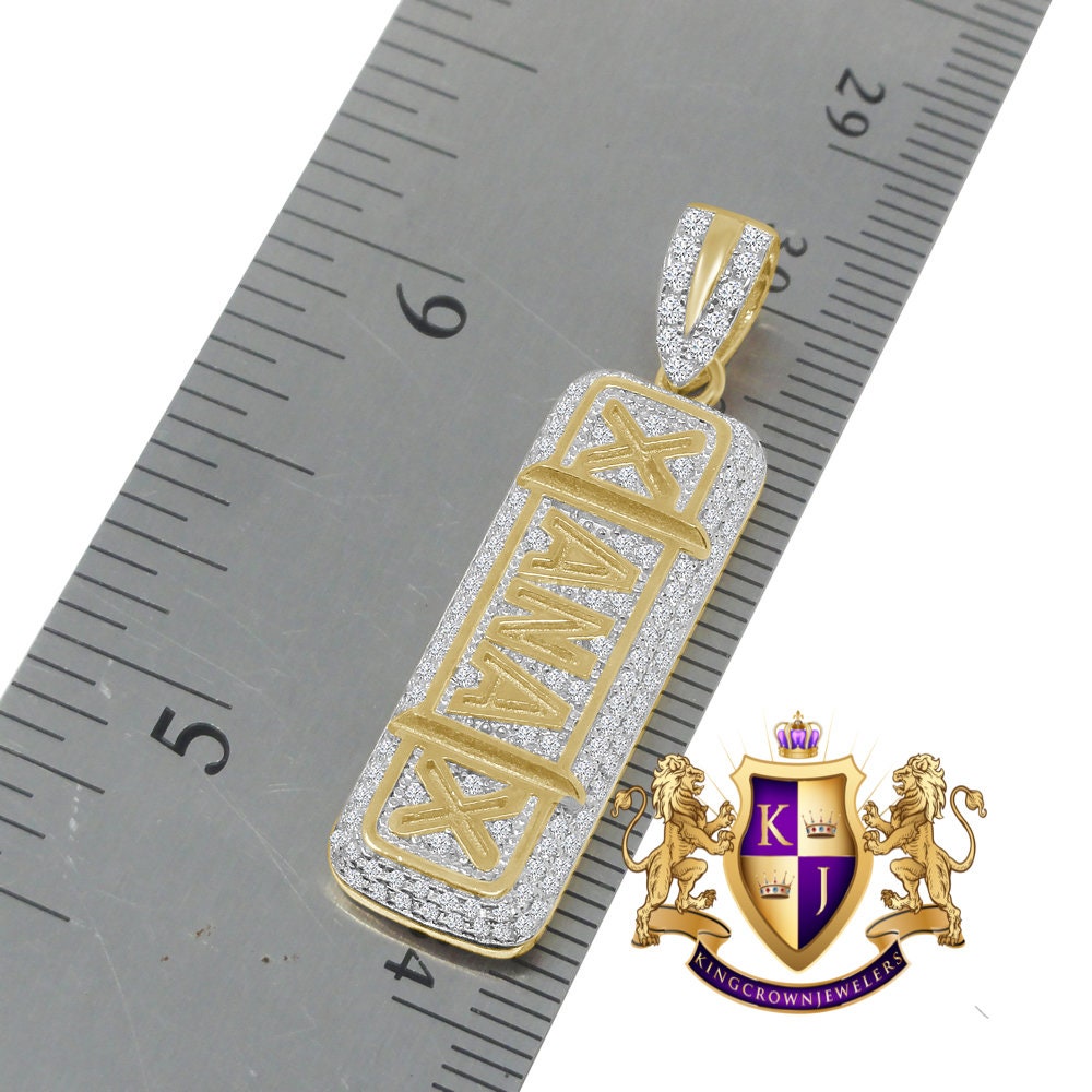 14K Gold On  Real Sterling Silver Simulated Diamond XANAX Pill Medicine Pendent Charm Chain Set
