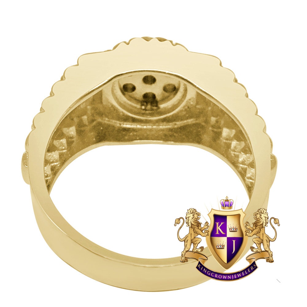 Mens Real Genuine Diamond Wedding Engagement Ring Band 10K Yellow Gold Finish