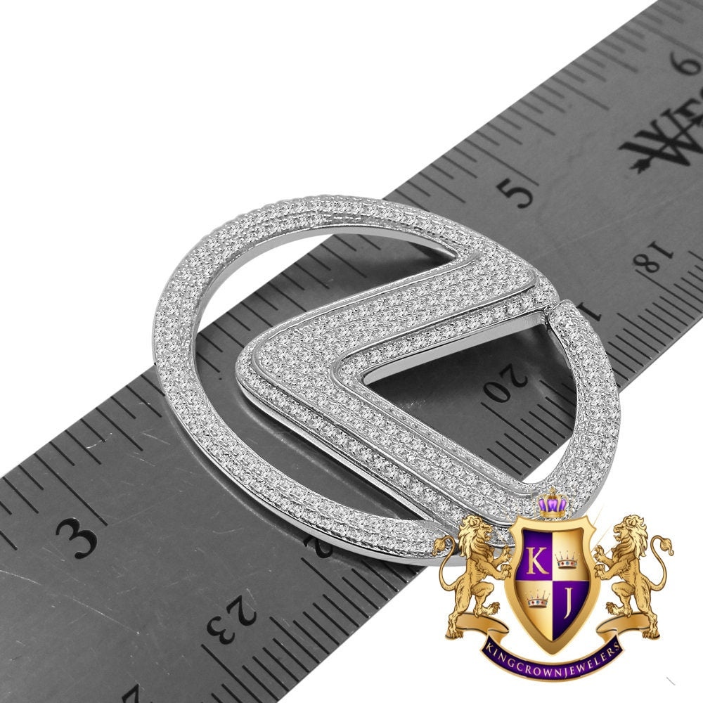 Real White Gold Sterling Silver Custom Piece Luxury Car Logo Charm Simulated Diamond Pendent