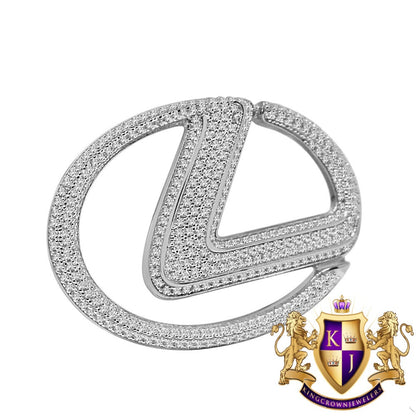 Real White Gold Sterling Silver Custom Piece Luxury Car Logo Charm Simulated Diamond Pendent