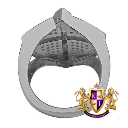 Men's White Gold Tone Genuine Sterling Silver Simulated Diamond Jesus Cross Crucifix Shield Ring Band