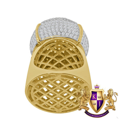 Big XL Mens Real Yellow Gold Sterling Silver Simulated Diamond Champagne Bottle Custom Ring Band