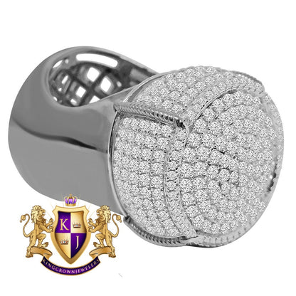 Big XL Mens Real White Gold Sterling Silver Simulated Diamond Champagne Bottle Custom Ring Band