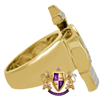 Mens Real Genuine Authentic Diamond Kings Crown  1OK Yellow Gold Finish Ring Pinky Band