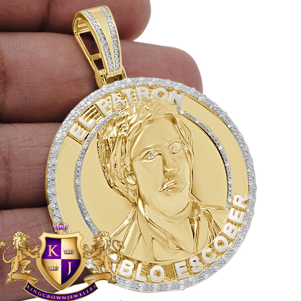 Men's Real Genuine Authentic Diamond 29 + Grams EL Patron Pablo Escobar Custom Pendent Charm Medallion 2.25''