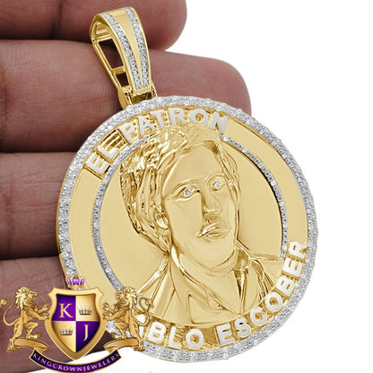 Men's Real Genuine Authentic Diamond 29 + Grams EL Patron Pablo Escobar Custom Pendent Charm Medallion 2.25''