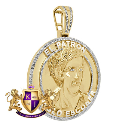 Men's Real Genuine Authentic Diamond 29 + Grams EL Patron Pablo Escobar Custom Pendent Charm Medallion 2.25''