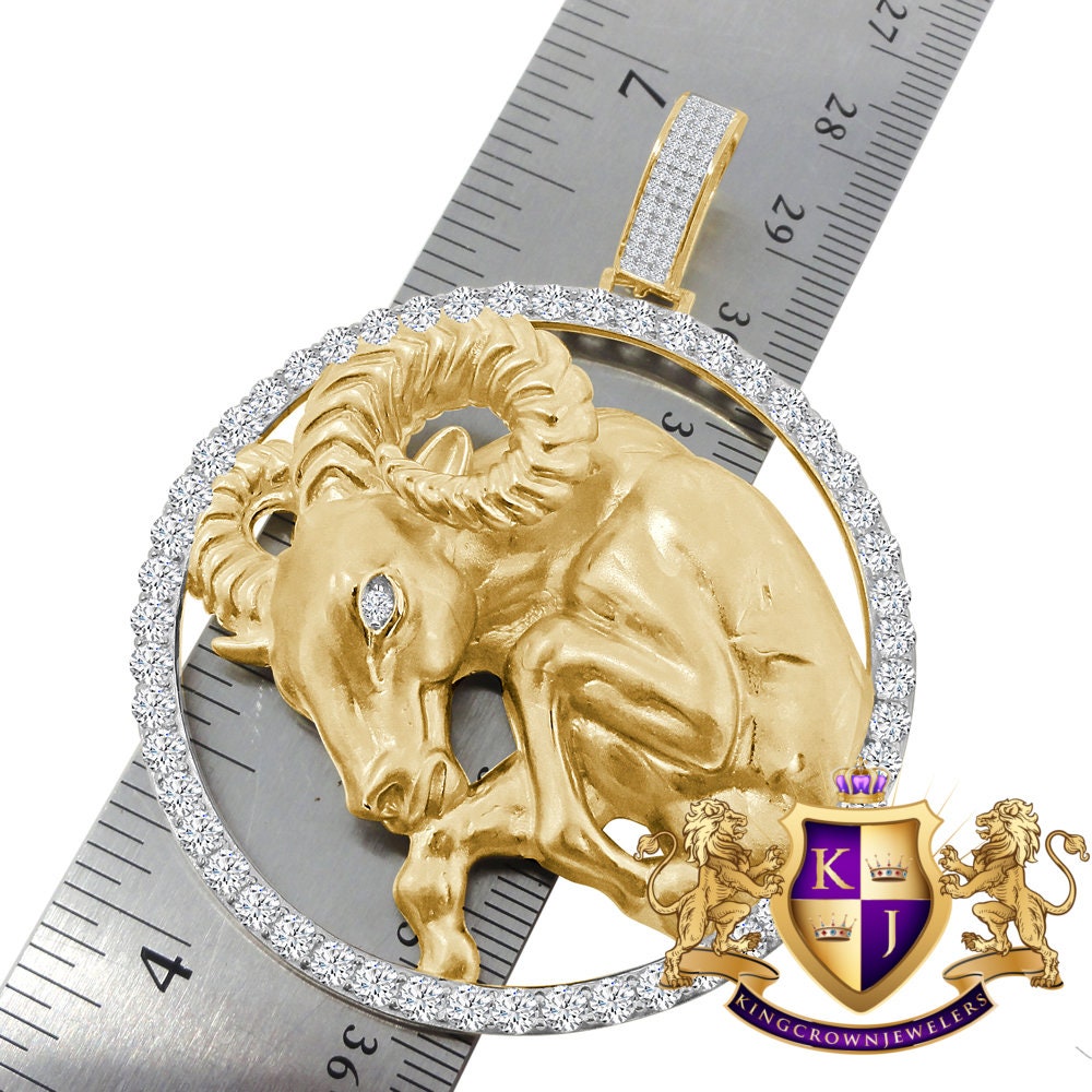 3D XL 2.75'' Genuine Sterling Silver Aries Ram Lucky Zodiac Sign Astrology Horoscope Pendent Charm