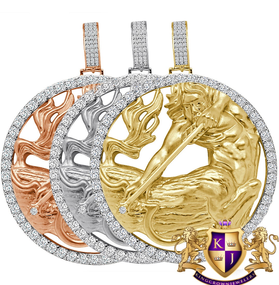 3D XL 2.75'' Genuine Sterling Silver Sagittarius Archer Lucky Zodiac Sign Astrology Horoscope Pendent Charm