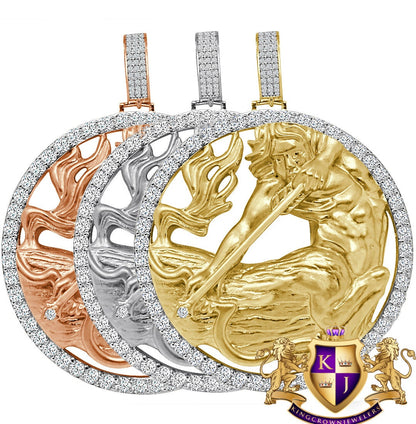 3D XL 2.75'' Genuine Sterling Silver Sagittarius Archer Lucky Zodiac Sign Astrology Horoscope Pendent Charm