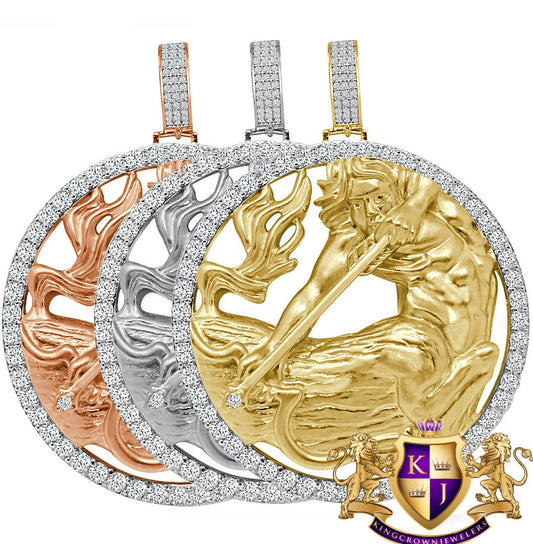 3D XL 2.75'' Genuine Sterling Silver Sagittarius Archer Lucky Zodiac Sign Astrology Horoscope Pendent Charm