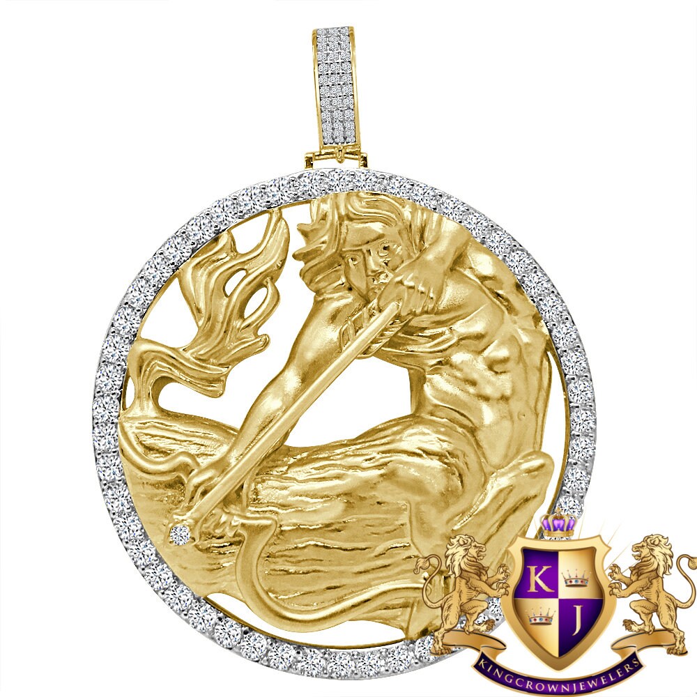 3D XL 2.75'' Genuine Sterling Silver Sagittarius Archer Lucky Zodiac Sign Astrology Horoscope Pendent Charm