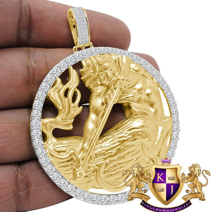 3D XL 2.75'' Genuine Sterling Silver Sagittarius Archer Lucky Zodiac Sign Astrology Horoscope Pendent Charm