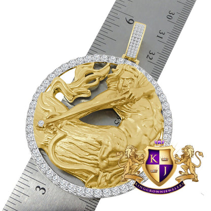3D XL 2.75'' Genuine Sterling Silver Sagittarius Archer Lucky Zodiac Sign Astrology Horoscope Pendent Charm