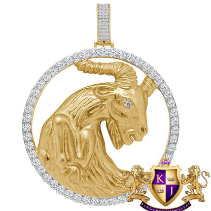 3D XL 2.75'' Genuine Sterling Silver Capricorn Horse Lucky Zodiac Sign Astrology Horoscope Pendent Charm Medallion