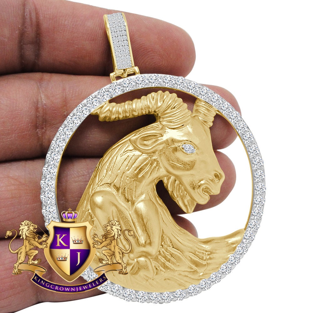 3D XL 2.75'' Genuine Sterling Silver Capricorn Horse Lucky Zodiac Sign Astrology Horoscope Pendent Charm Medallion