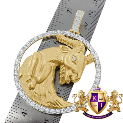 3D XL 2.75'' Genuine Sterling Silver Capricorn Horse Lucky Zodiac Sign Astrology Horoscope Pendent Charm Medallion