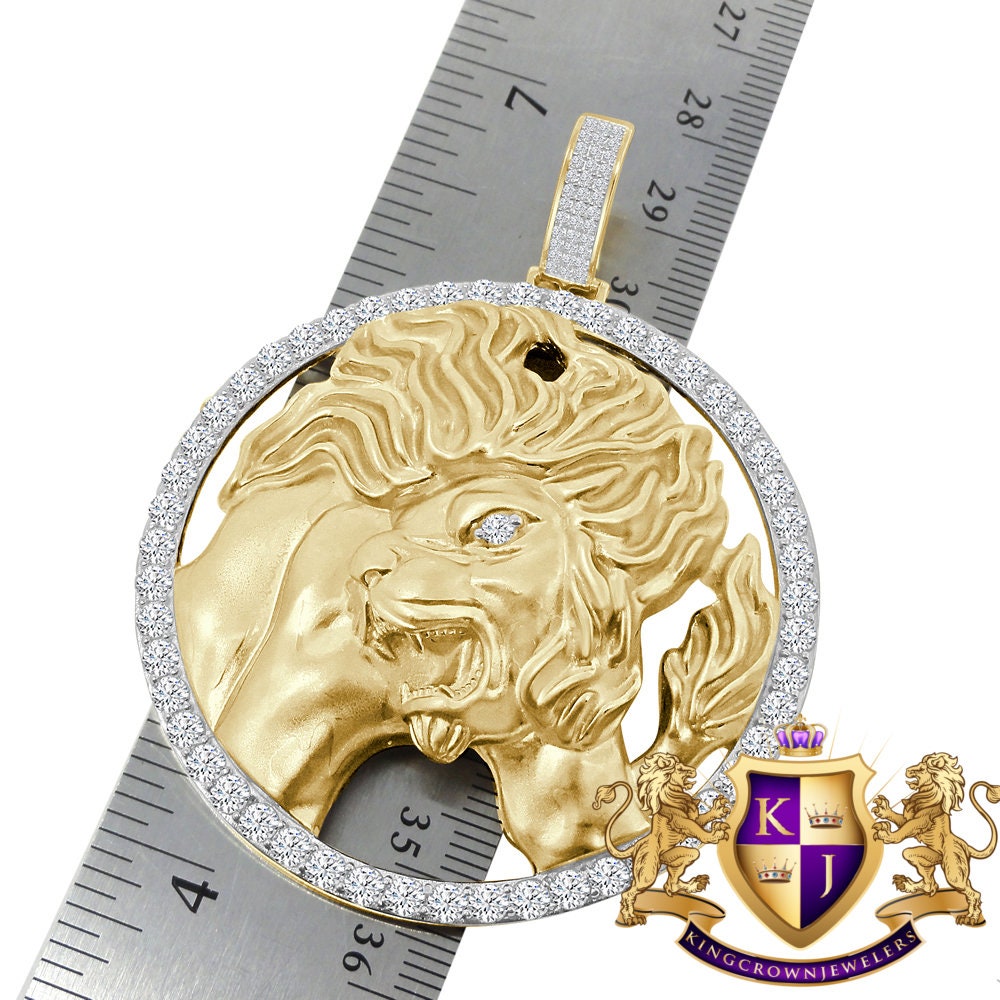 3D XL 2.75'' Genuine Sterling Silver Leo Lion Lucky Zodiac Sign Astrology Horoscope Pendent Charm Medallion
