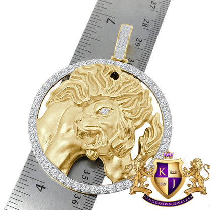 3D XL 2.75'' Genuine Sterling Silver Leo Lion Lucky Zodiac Sign Astrology Horoscope Pendent Charm Medallion