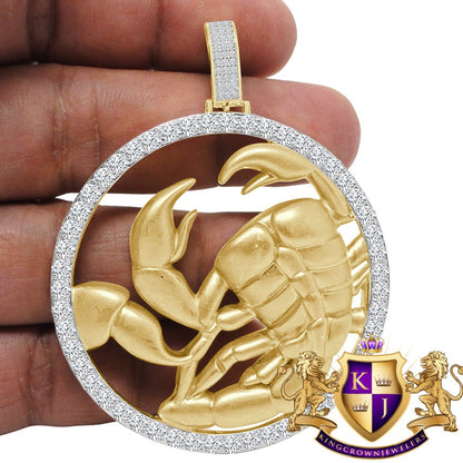 3D XL 2.75'' Genuine Sterling Silver Scorpio Lucky Scorpion Zodiac Sign Astrology Horoscope Pendent Charm Medallion