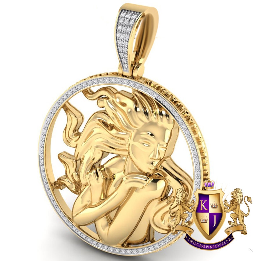 Real Genuine Authentic Diamond Virgo Zodiac Lucky Sign Astrology Horoscope 3D Pendent Charm 10K Gold Finish