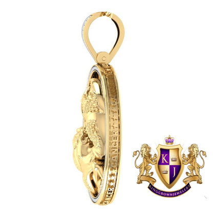3D Real Genuine Authentic Diamond Zodiac Lucky Sign Cancer Crab Astrology Horoscope Pendant 10K Gold Over Good Luck Charm Medallion 2.25''