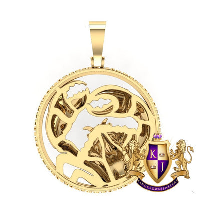 3D Real Genuine Authentic Diamond Zodiac Lucky Sign Cancer Crab Astrology Horoscope Pendant 10K Gold Over Good Luck Charm Medallion 2.25''