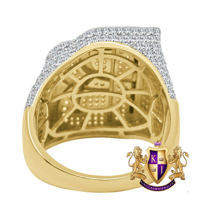 Mens Real Yellow Gold Sterling Silver "RR" Simulated Diamond Custom Luxury Car Ring Band