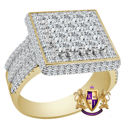 Men's 14K Yellow Gold On Real Sterling Silver Wedding Engagement Simulated Diamond Ring Band