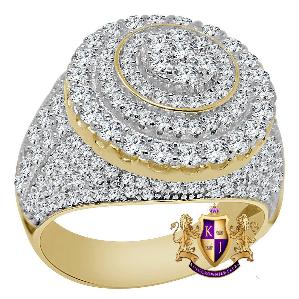 Real Yellow Gold Sterling Silver Wedding Engagement Simulated Diamond Men's Ring Band