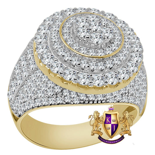 Real Yellow Gold Sterling Silver Wedding Engagement Simulated Diamond Men's Ring Band