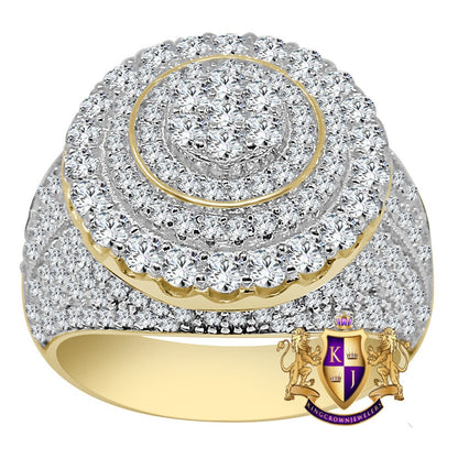Real Yellow Gold Sterling Silver Wedding Engagement Simulated Diamond Men's Ring Band