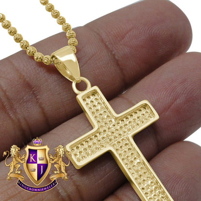 Unisex Genuine Authentic Diamond 0.50 Cwt Jesus Cross Pendent Charm 10K Yellow Gold Finish 1.50''