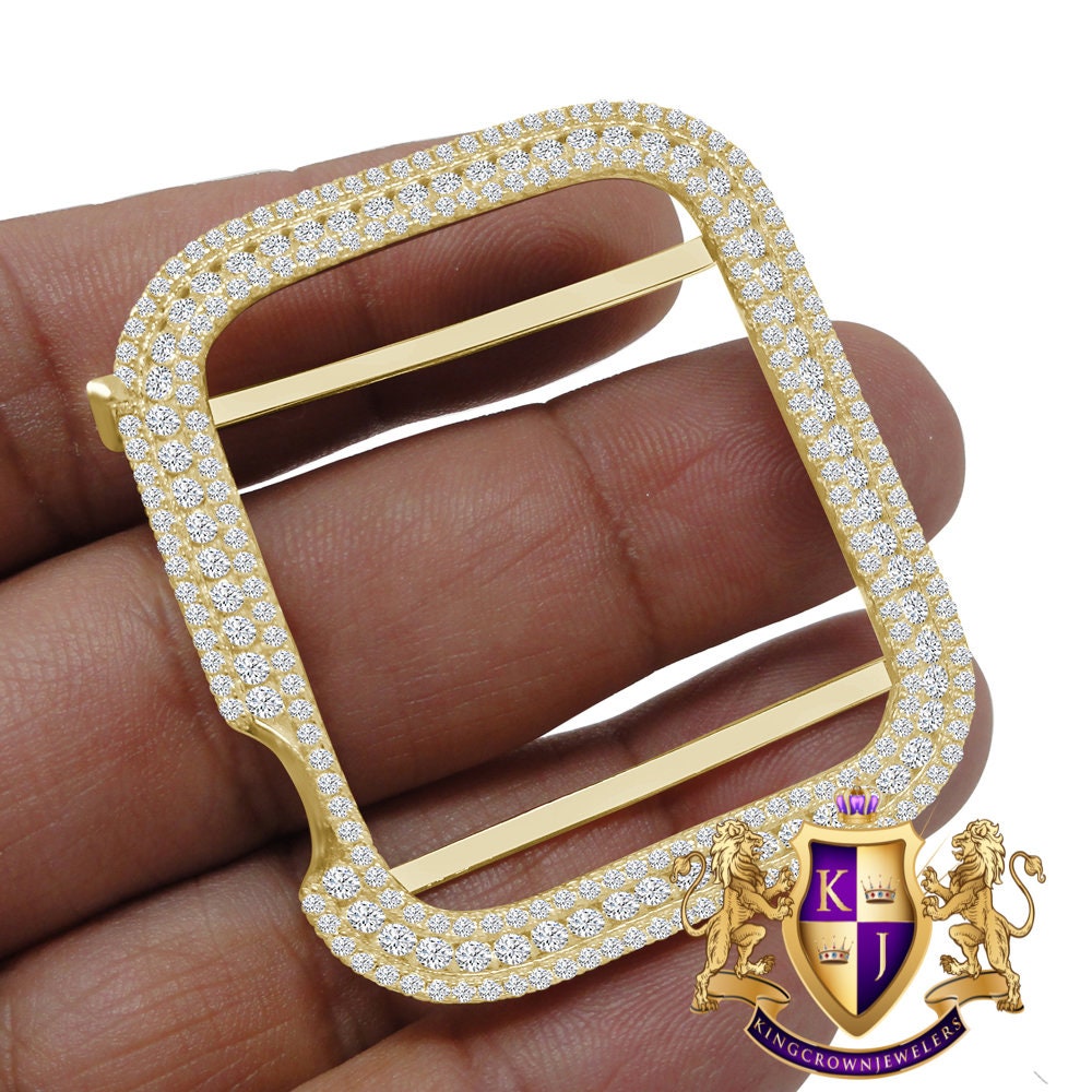 Real Genuine Sterling Silver 16+ Grams Apple Watch Bezel Fit Series 4,5,6, 14K Gold Over 44mm Simulated Diamond Custom Insert Case cover