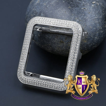 Solid Stainless Steel Apple Watch Bezel Fit Series # 4,5,6, 14K Gold Over CNC Set 4.00 Cwt. Simulated Diamond 44mm Custom Cover Insert Case