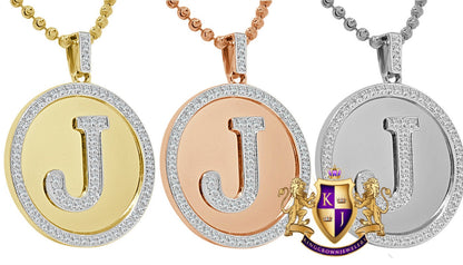 Real Genuine Authentic Diamonds Alphabet Initial Letters "J" Charm Round Pendent Chain Set 10K Gold Finish