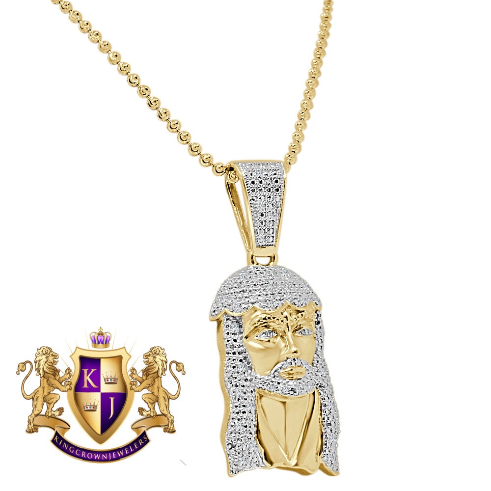 Mens Ladies Real Genuine Diamond Exquisite Mini Jesus Pendant Charm With Chain