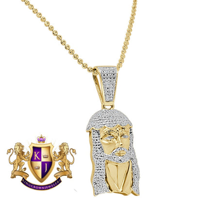 Mens Ladies Real Genuine Diamond Exquisite Mini Jesus Pendant Charm With Chain
