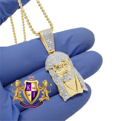 Mens Ladies Real Genuine Diamond Exquisite Mini Jesus Pendant Charm With Chain