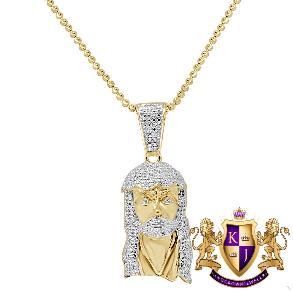 Mens Ladies Real Genuine Diamond Exquisite Mini Jesus Pendant Charm With Chain