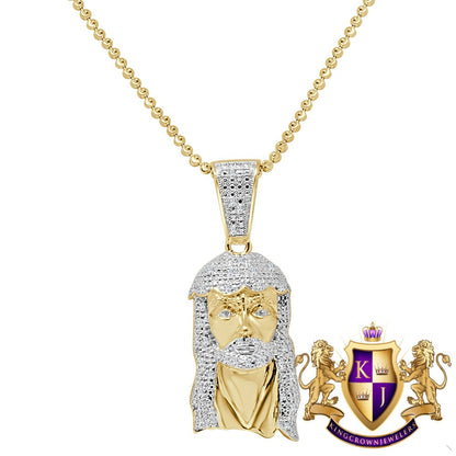 Mens Ladies Real Genuine Diamond Exquisite Mini Jesus Pendant Charm With Chain