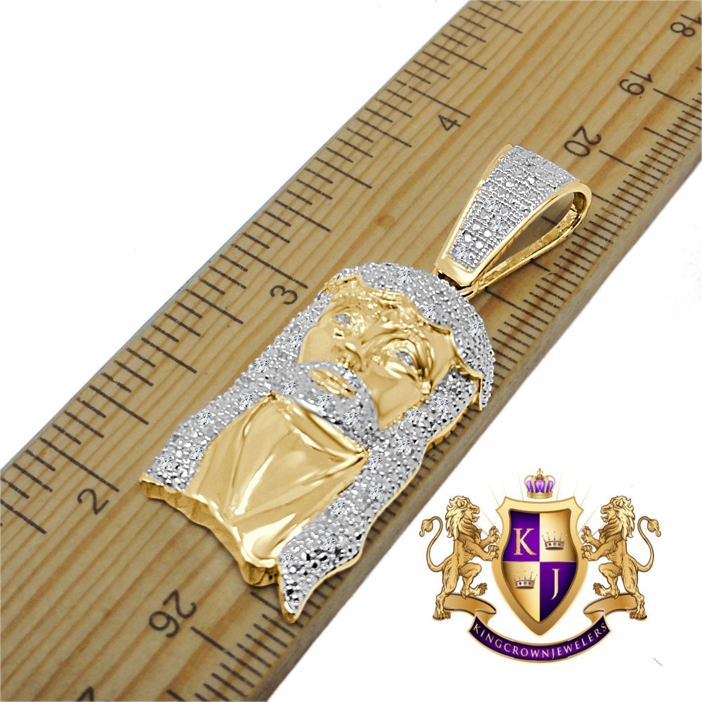 Mens Ladies Real Genuine Diamond Exquisite Mini Jesus Pendant Charm With Chain