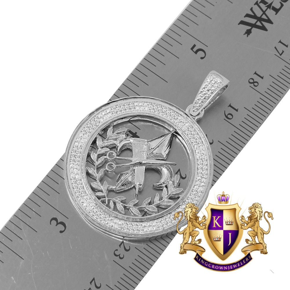 Real Diamond Louisiana Saints Barber Scissors Pendent Charm 10K White Gold Finish 1.75''