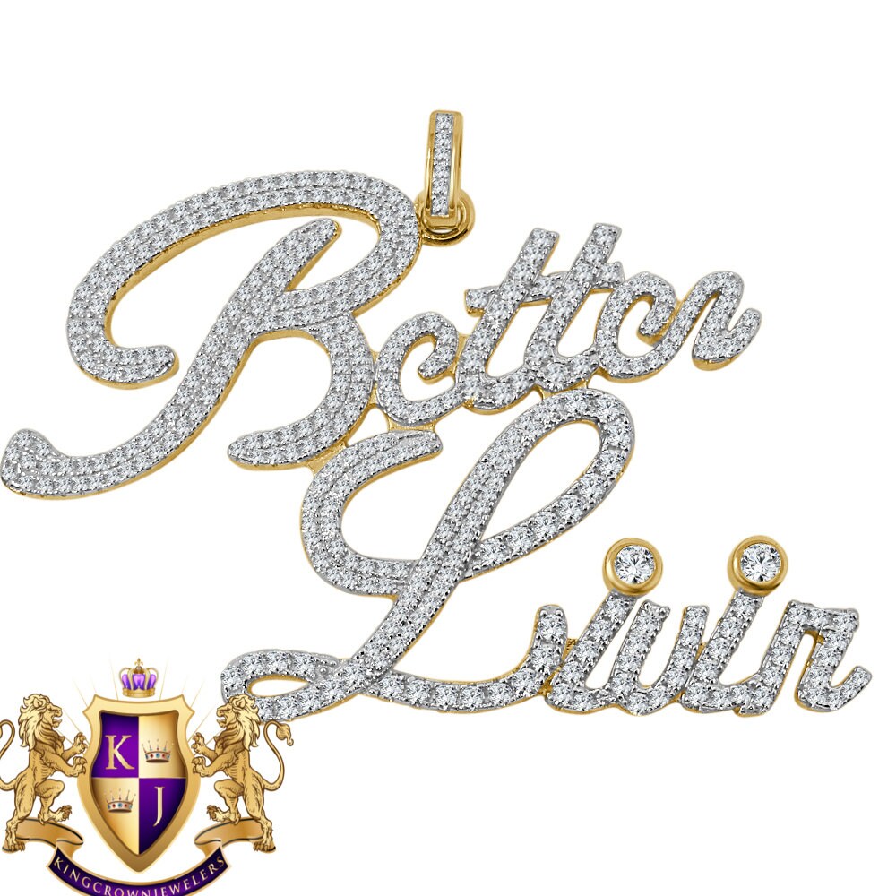 Custom Piece Big Bold XL Mens "Better Livin" 14k Yellow Gold On Sterling Silver Charm Pendant